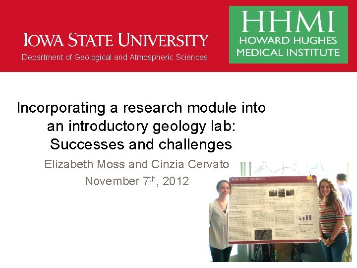 Department of Geological and Atmospheric Sciences Incorporating a research module into an introductory geology