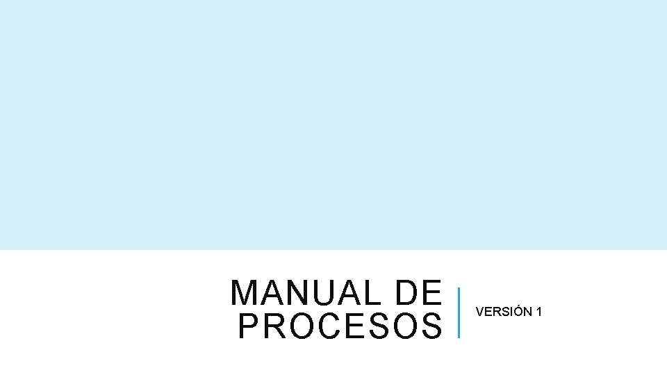 MANUAL DE PROCESOS VERSIÓN 1 