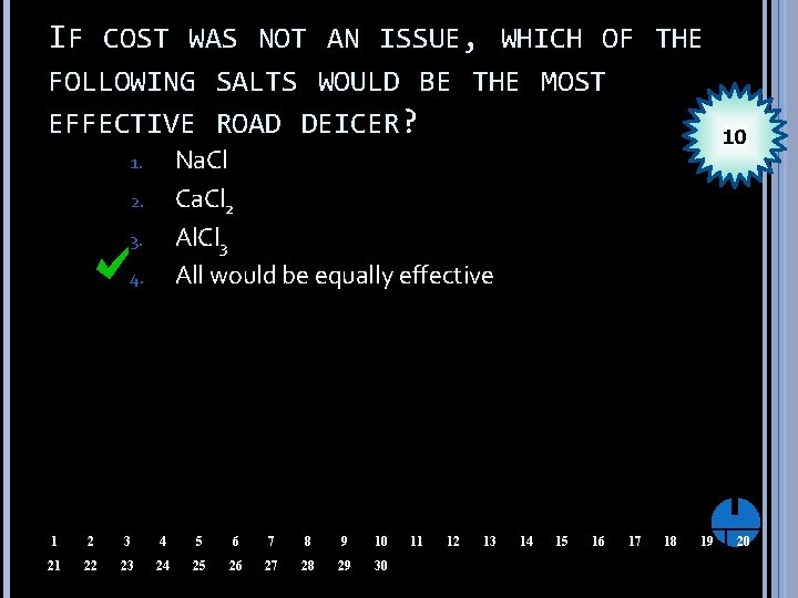 IF COST WAS NOT AN ISSUE, WHICH OF THE FOLLOWING SALTS WOULD BE THE