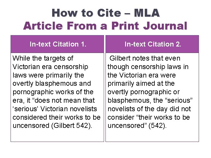 How to Cite – MLA Article From a Print Journal In-text Citation 1. While
