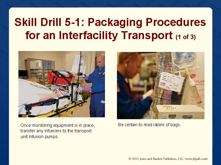 Skill Drill 5 -1: Packaging Procedures for an Interfacility Transport (1 of 3) Once