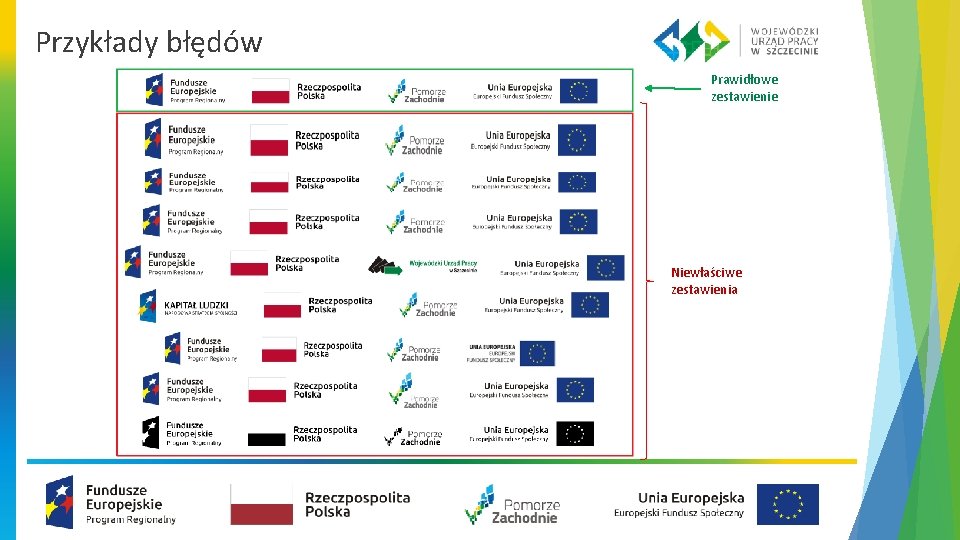 Przykłady błędów Prawidłowe zestawienie Niewłaściwe zestawienia 