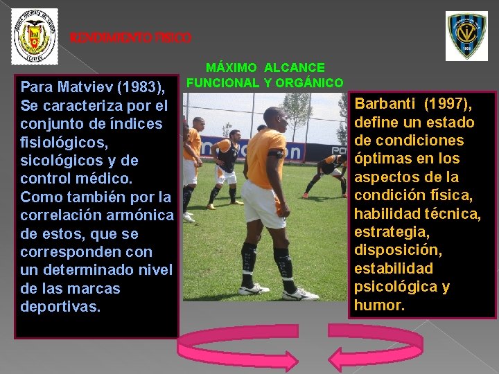 RENDIMIENTO FISICO Para Matviev (1983), Se caracteriza por el conjunto de índices fisiológicos, sicológicos