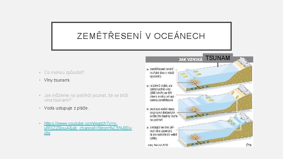 ZEMĚTŘESENÍ V OCEÁNECH TSUNAM I • Co mohou způsobit? • Vlny tsunami. • Jak