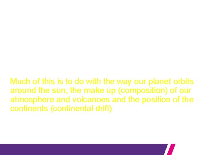 Why has Climate Changed in the past? Natural causes of climate change Much of