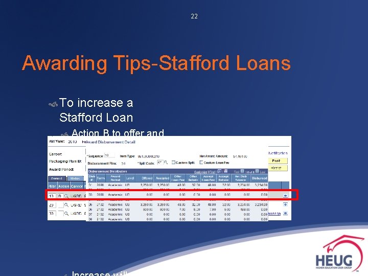 22 Awarding Tips-Stafford Loans To increase a Stafford Loan Action B to offer and