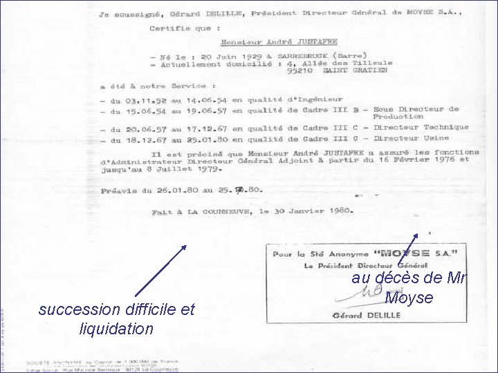 succession difficile et liquidation au décès de Mr Moyse 