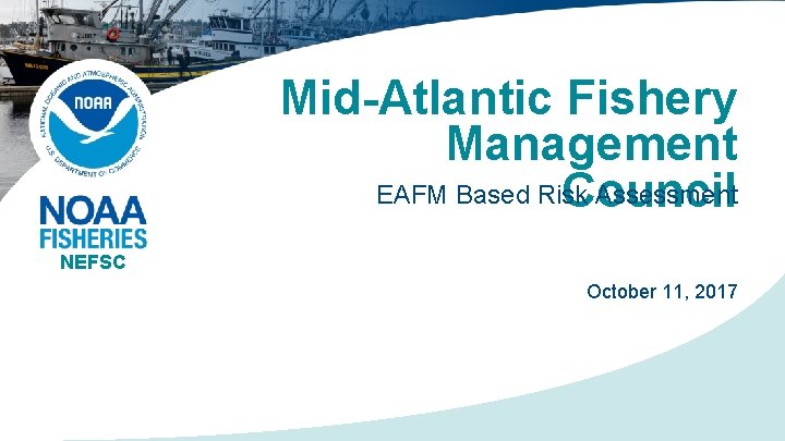 Mid-Atlantic Fishery Management EAFM Based Risk Assessment Council NEFSC October 11, 2017 