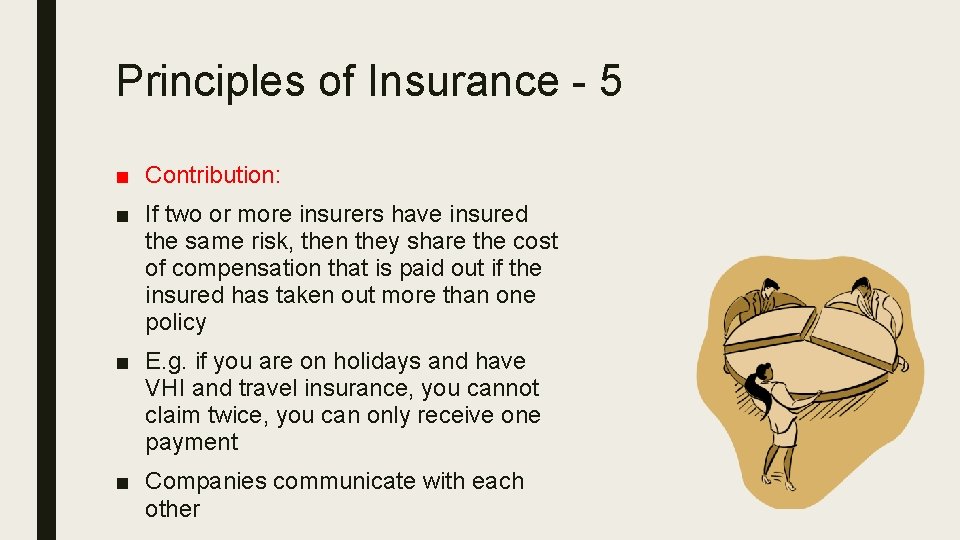 Principles of Insurance - 5 ■ Contribution: ■ If two or more insurers have
