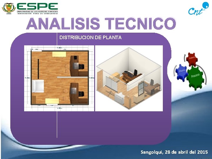 ANALISIS TECNICO DISTRIBUCION DE PLANTA Sangolqui, 28 de abril del 2015 