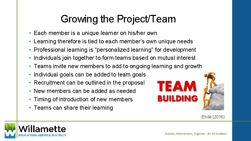 Growing the Project/Team • • • Each member is a unique learner on his/her