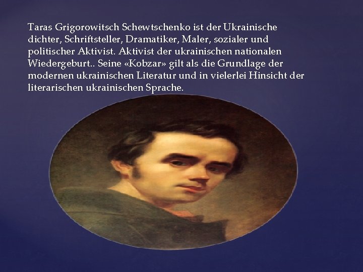 Taras Grigorowitsch Schewtschenko ist der Ukrainische dichter, Schriftsteller, Dramatiker, Maler, sozialer und politischer Aktivist