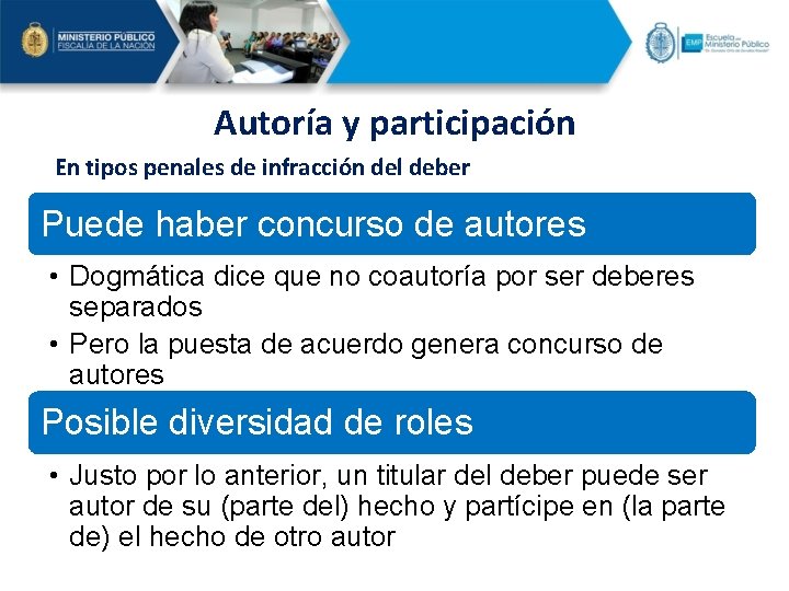 Autoría y participación En tipos penales de infracción del deber Puede haber concurso de