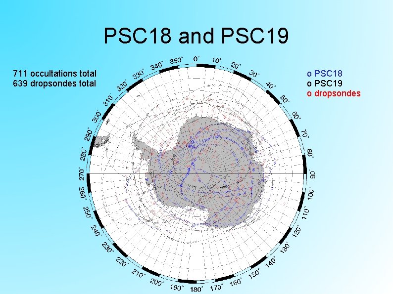 PSC 18 and PSC 19 711 occultations total 639 dropsondes total o PSC 18