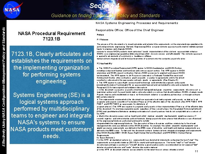 Section 4 Guidance on finding current CM Policy and Standards Effectively Using NASA Configuration