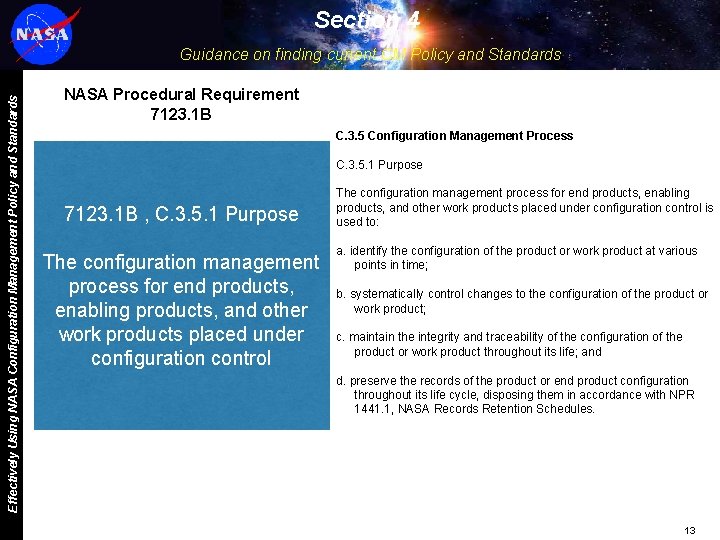 Section 4 Effectively Using NASA Configuration Management Policy and Standards Guidance on finding current