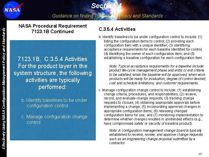 Section 4 Effectively Using NASA Configuration Management Policy and Standards Guidance on finding current
