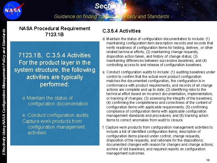 Section 4 Effectively Using NASA Configuration Management Policy and Standards Guidance on finding current