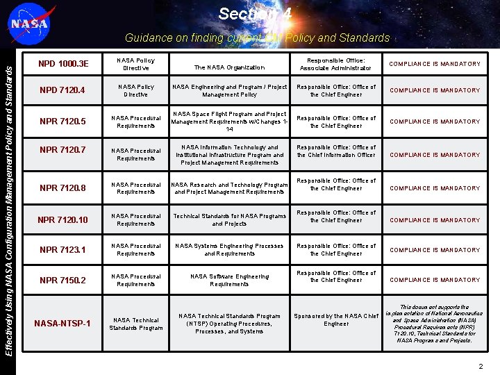 Section 4 Effectively Using NASA Configuration Management Policy and Standards Guidance on finding current