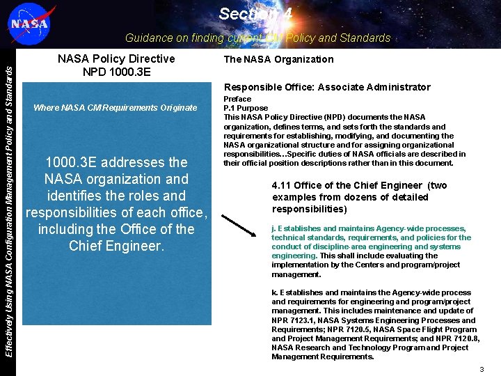 Section 4 Effectively Using NASA Configuration Management Policy and Standards Guidance on finding current