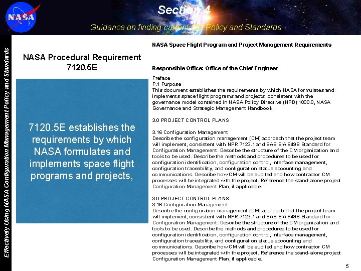 Section 4 Effectively Using NASA Configuration Management Policy and Standards Guidance on finding current