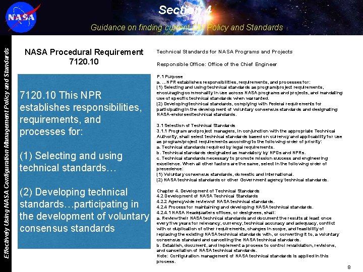 Section 4 Effectively Using NASA Configuration Management Policy and Standards Guidance on finding current