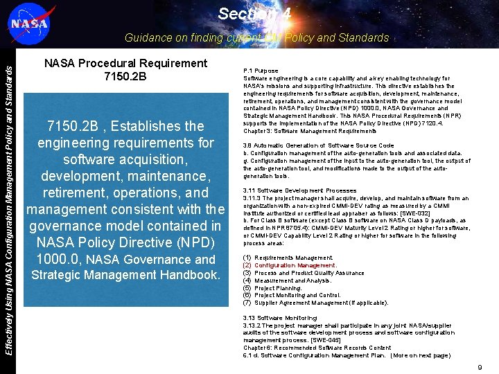 Section 4 Effectively Using NASA Configuration Management Policy and Standards Guidance on finding current