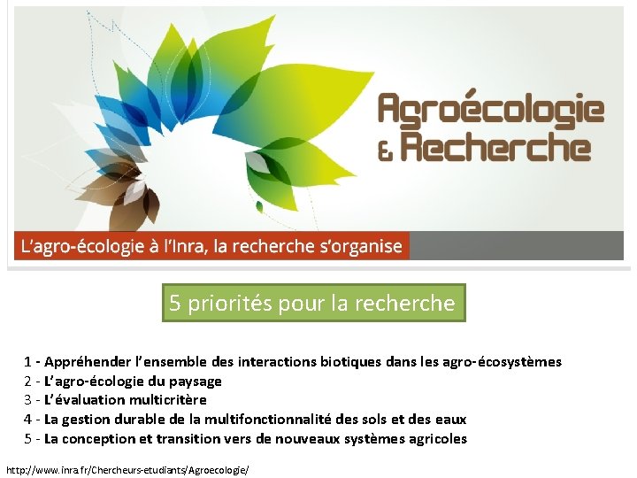 5 priorités pour la recherche 1 - Appréhender l’ensemble des interactions biotiques dans les