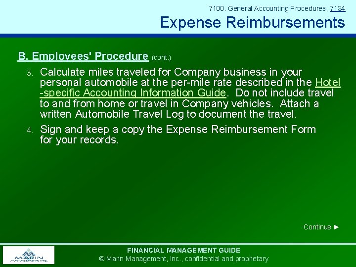 7100 General Accounting Procedures 7134 Expense Reimbursements A