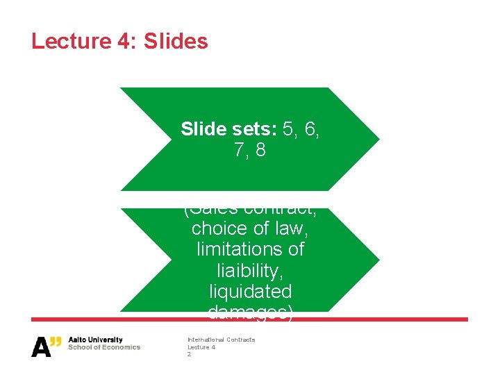 Lecture 4: Slides Slide sets: 5, 6, 7, 8 (Sales contract, choice of law,