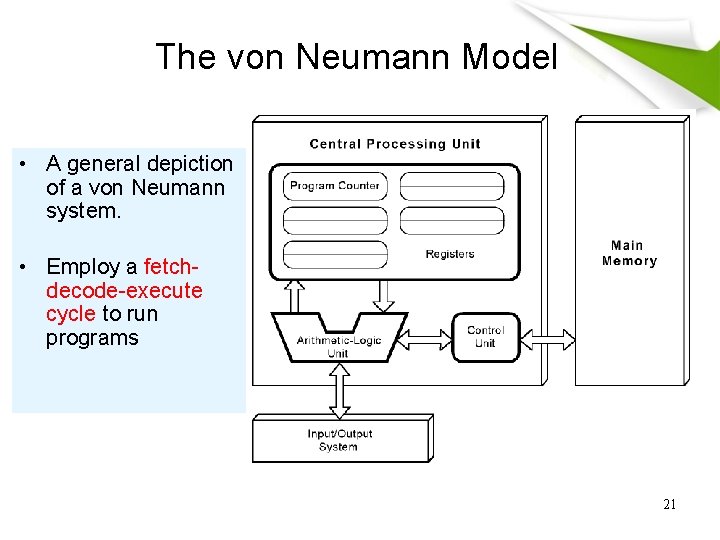 The von Neumann Model • A general depiction of a von Neumann system. •