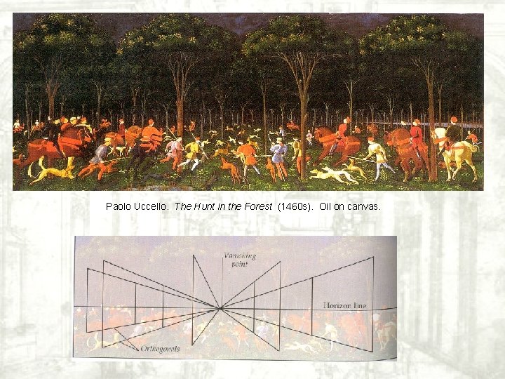 Paolo Uccello. The Hunt in the Forest (1460 s). Oil on canvas. Paolo Uccello. The Hunt in the Forest (1460 s). Oil on canvas.