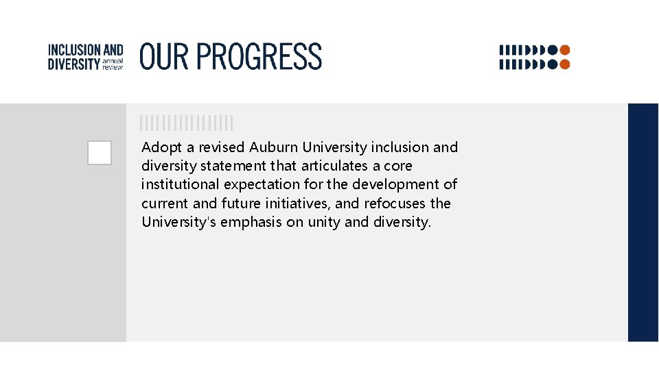 Adopt a revised Auburn University inclusion and diversity statement that articulates a core institutional