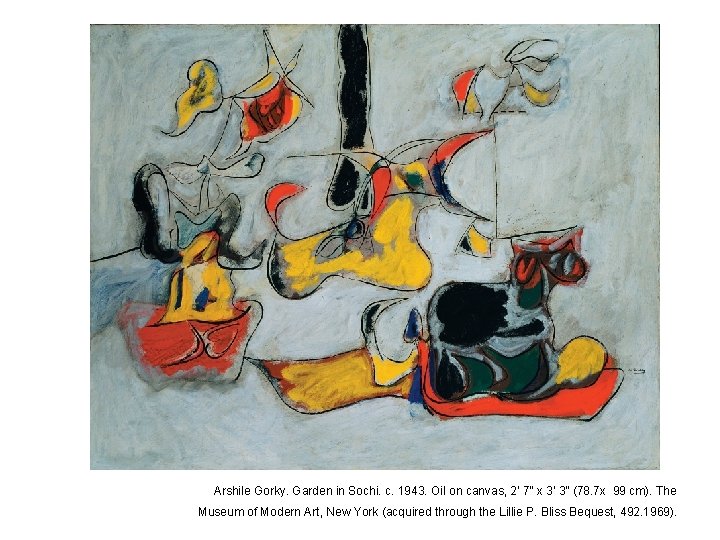 Arshile Gorky. Garden in Sochi. c. 1943. Oil on canvas, 2’ 7” x 3’