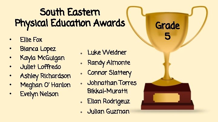 South Eastern Physical Education Awards • • Ellie Fox Bianca Lopez Kayla Mc. Guigan