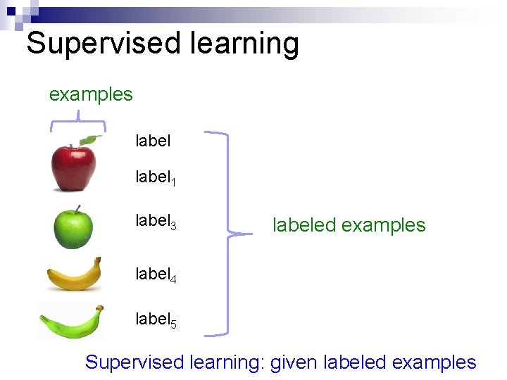 Supervised learning examples label 1 label 3 labeled examples label 4 label 5 Supervised