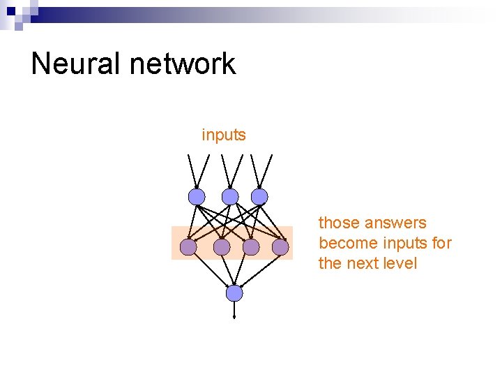 Neural network inputs those answers become inputs for the next level 