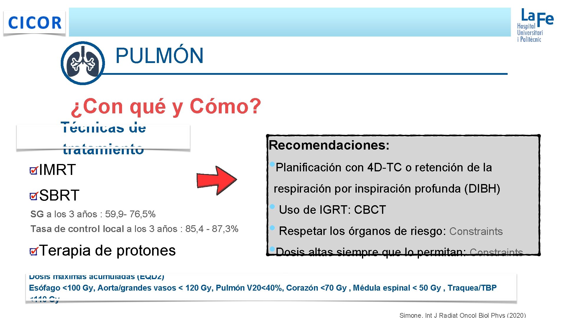 PULMÓN ¿Con qué y Cómo? Técnicas de tratamiento IMRT SBRT SG a los 3 PULMÓN ¿Con qué y Cómo? Técnicas de tratamiento IMRT SBRT SG a los 3