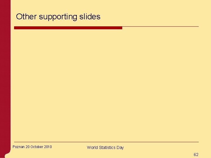 Other supporting slides Poznan 20 October 2010 World Statistics Day 62 