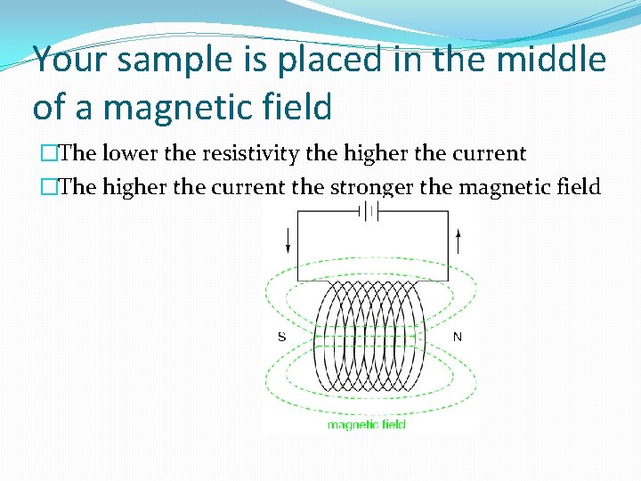 Your sample is placed in the middle of a magnetic field �The lower the