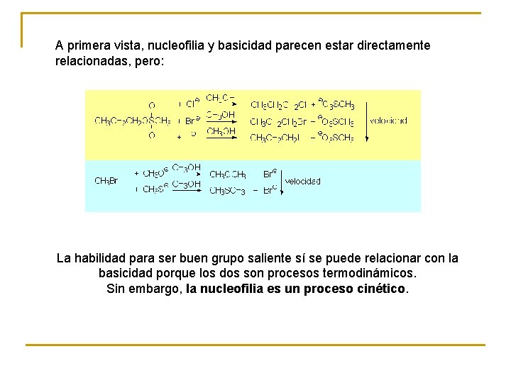 A primera vista, nucleofilia y basicidad parecen estar directamente relacionadas, pero: La habilidad para
