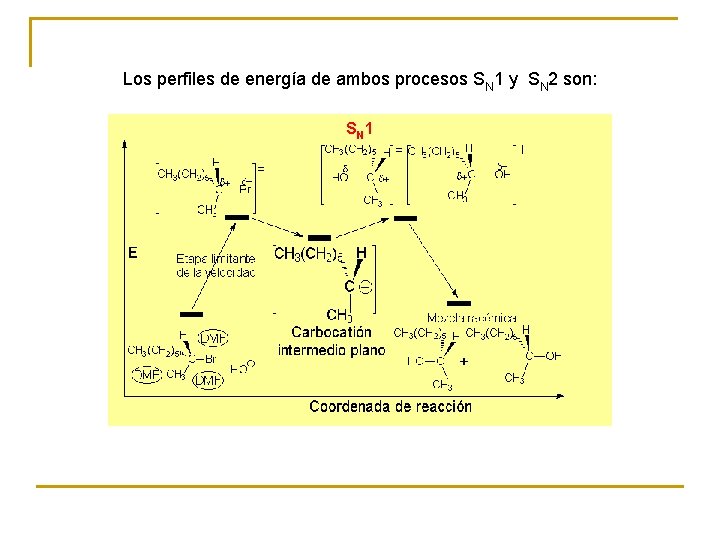 Los perfiles de energía de ambos procesos SN 1 y SN 2 son: S