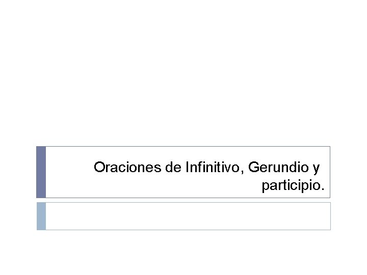 Oraciones de Infinitivo, Gerundio y participio. 