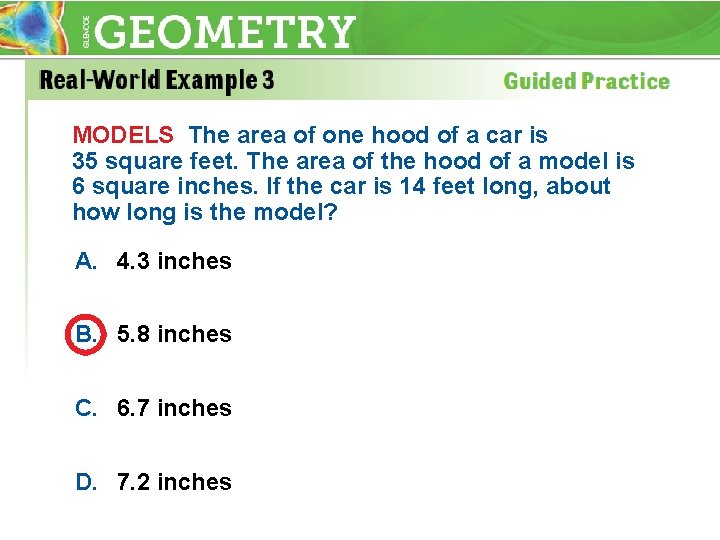 MODELS The area of one hood of a car is 35 square feet. The