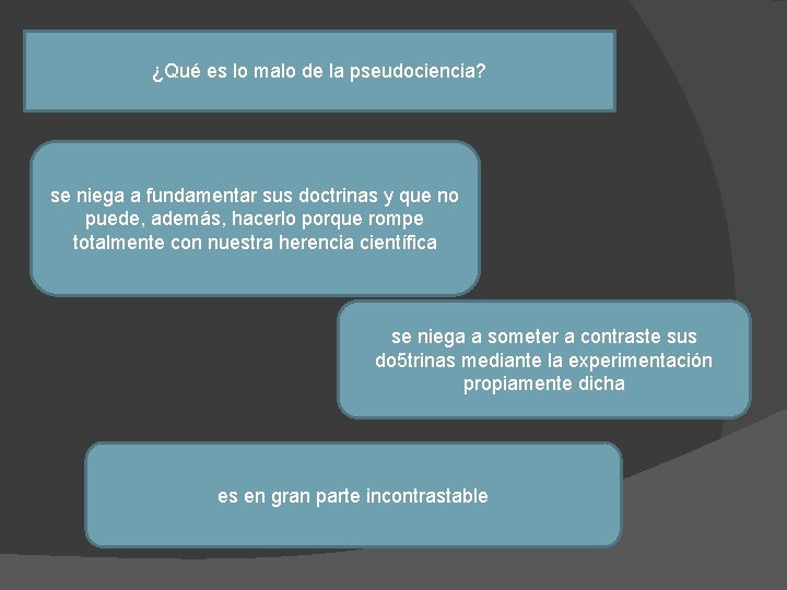 ¿Qué es lo malo de la pseudociencia? se niega a fundamentar sus doctrinas y