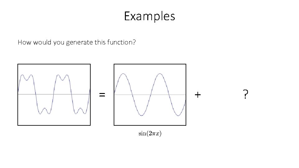 Examples How would you generate this function? = ? + ? 