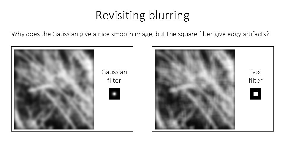 Revisiting blurring Why does the Gaussian give a nice smooth image, but the square