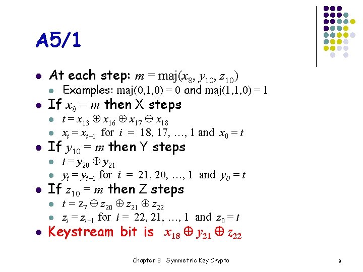 A 5/1 l At each step: m = maj(x 8, y 10, z 10)