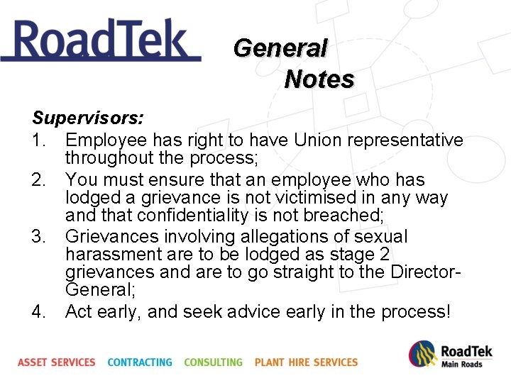 General Notes Supervisors: 1. Employee has right to have Union representative throughout the process;