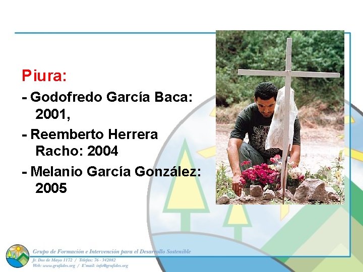 Piura: - Godofredo García Baca: 2001, - Reemberto Herrera Racho: 2004 - Melanio García